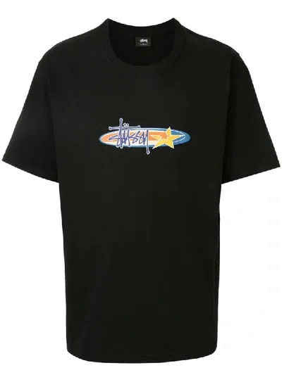 Stussy Two Star Logo Printed T-shirt In Black