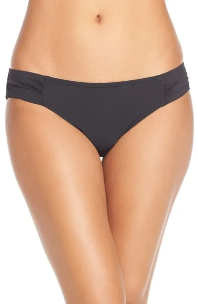 Tommy Bahama Side Shirred Hipster Bikini Bottoms In Black