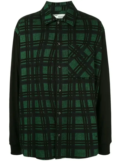 Off-white Arrow Check Shirt In Green