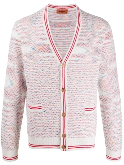 Missoni Embroidered Long-sleeve Cardigan In White