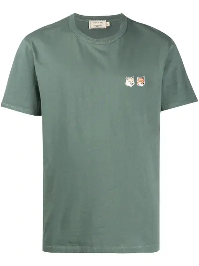 Maison Kitsuné Embroidered Logo Crew Neck T-shirt In Green