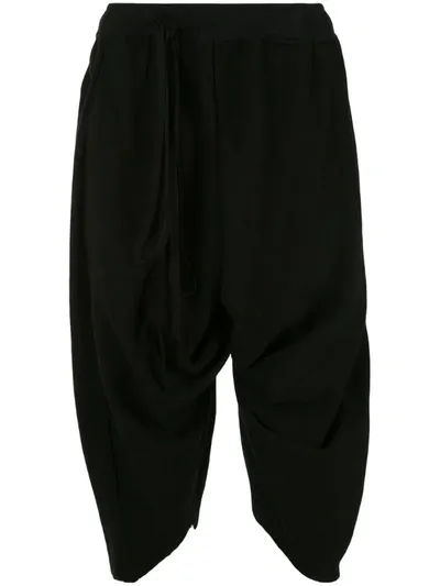 Julius Ruched Style Cropped Track Pants In Black