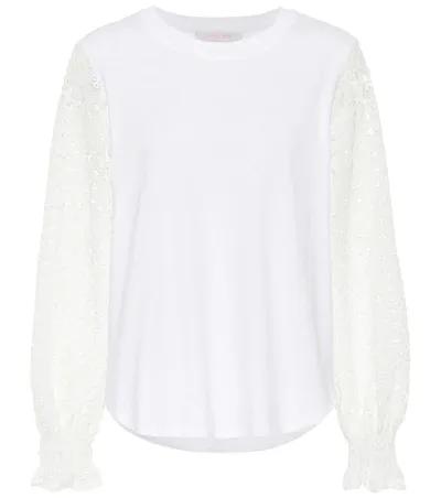 See By Chloé Lace-trimmed Cotton-jersey Top In White