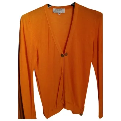 Pre-owned Saint Laurent Cashmere Cardigan In Orange