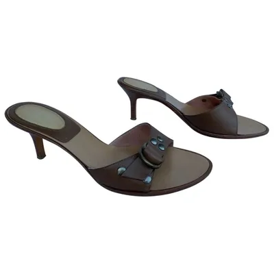 Pre-owned Casadei Leather Mules In Brown