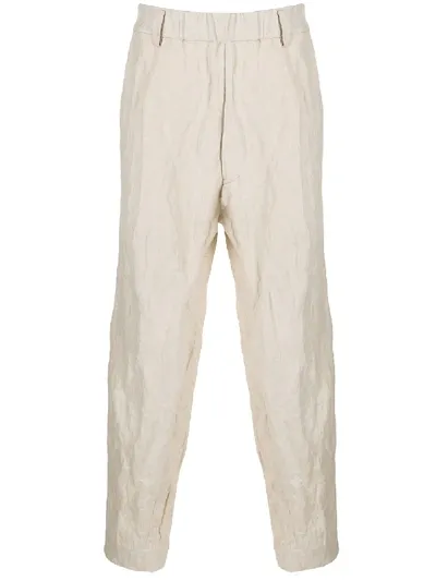 Ziggy Chen Crinkle-effect Straight Trousers In Neutrals