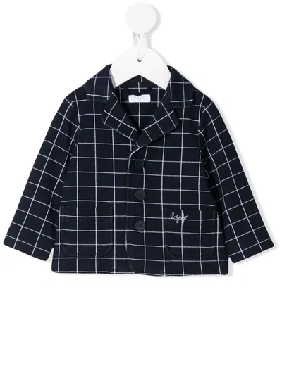 Il Gufo Babies' Check Single-breasted Blazer In Blue