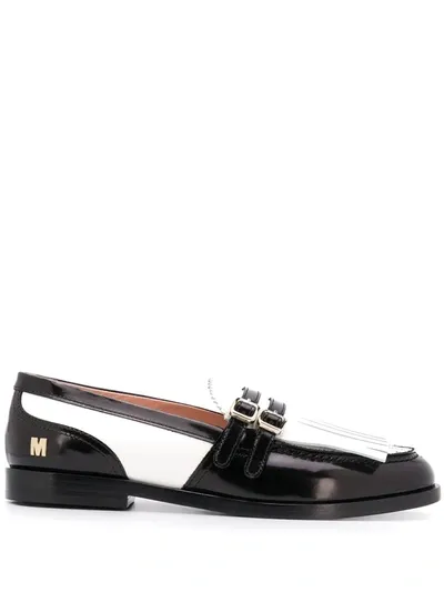 Msgm Two-tone Fringed Loafers In Black