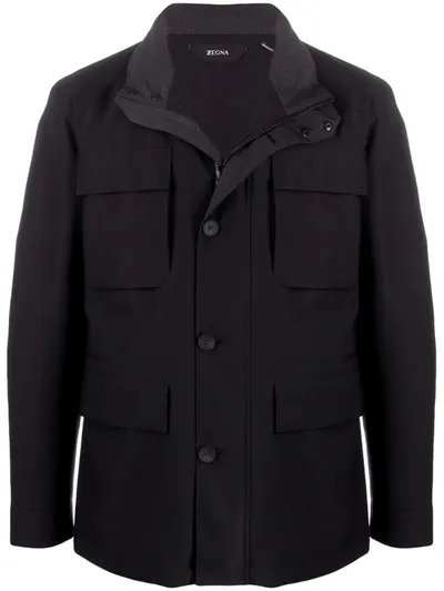 Z Zegna Single-breasted Coat In Blue