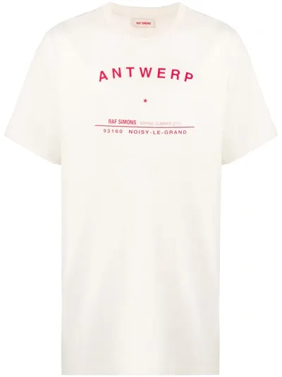 Raf Simons Antwerp Tour Graphic Cotton T-shirt In Ecru