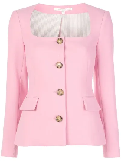 Veronica Beard Square Neck Button Up Jacket In Pink