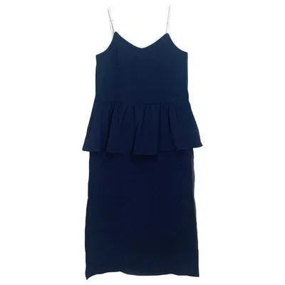 Pre-owned Ganni Spring Summer 2019 Mid-length Dress In Navy