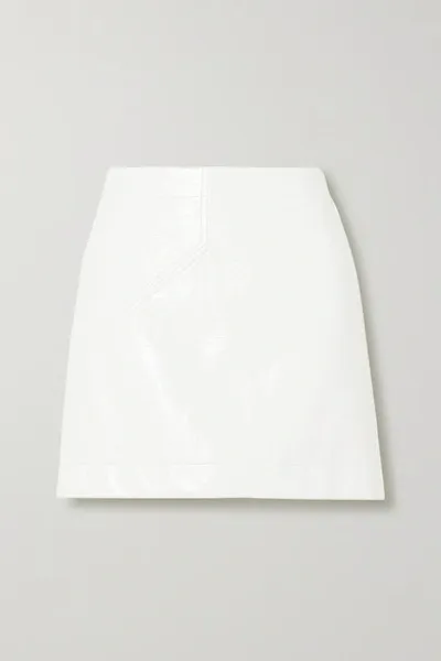 Courrèges Coated Cotton-twill Mini Skirt In Ivory