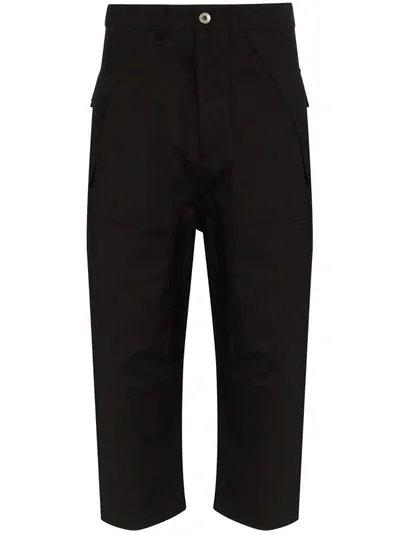 Rick Owens Drkshdw Cropped Cotton Cargo Jeans In Black