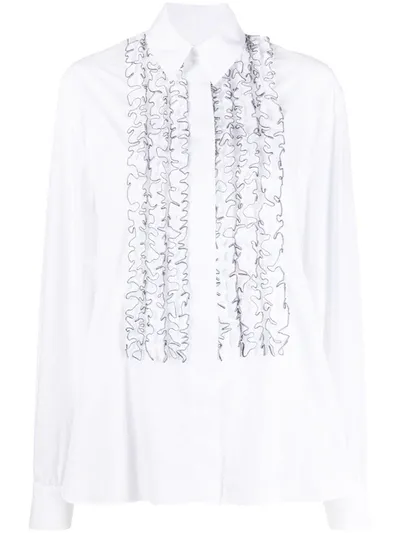 Alexandre Vauthier Ruffled Cotton-poplin Shirt In White