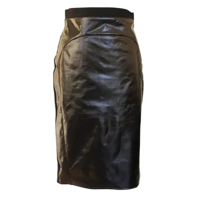 Pre-owned Francesco Scognamiglio Leather Mid-length Skirt In Black