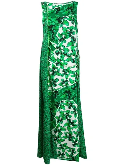 Iceberg All-over Printed Sleeveless Long Dress In Green