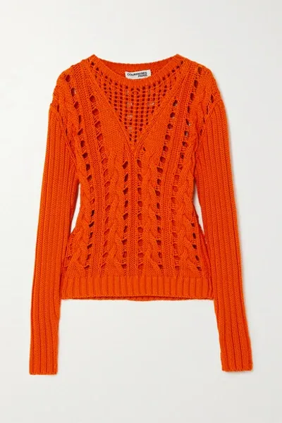 Courrèges Cable-knit Cotton Sweater In Orange