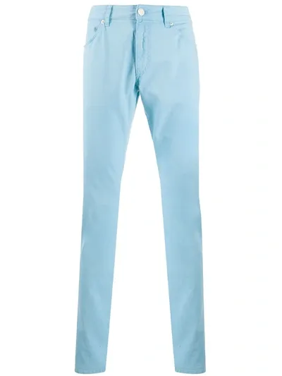 Pt05 Stretch Cotton Trousers In Blue