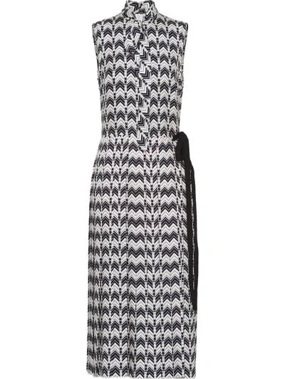 Prada Chevron-motif Dress In Blue