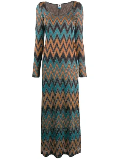 M Missoni Metallic-knit Cotton-blend Dress In Blue