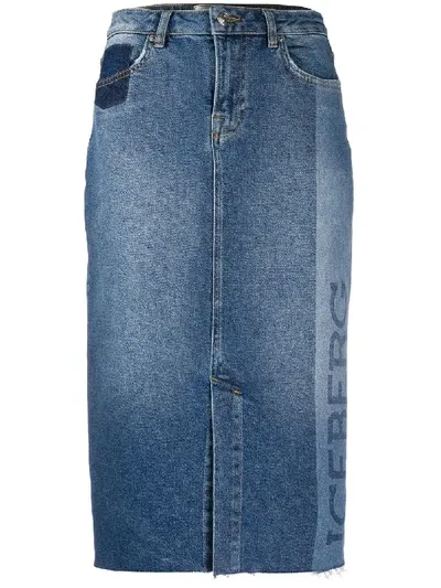 Iceberg Denim Pencil Skirt In Blue