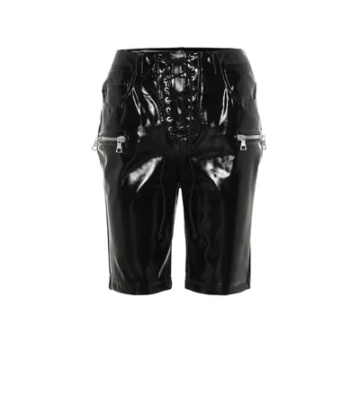 Ben Taverniti Unravel Project Latex Lace-up Biker Shorts In Black