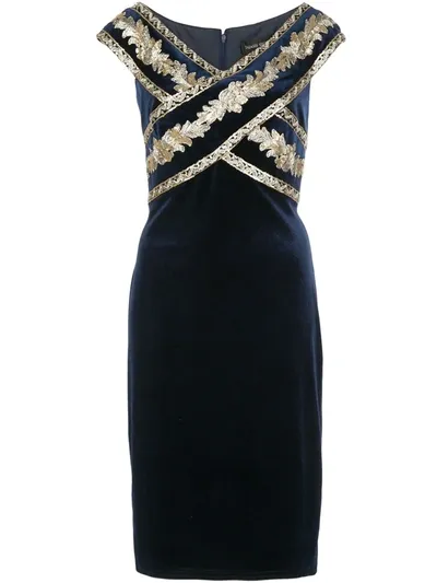 Tadashi Shoji Taman Sequin Velvet Dress In Blue