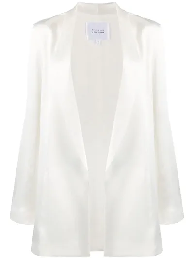 Galvan Julianne Satin Open-front Blazer In White