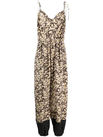 Stella Mccartney Sienna Floral Silk Jumpsuit In Black