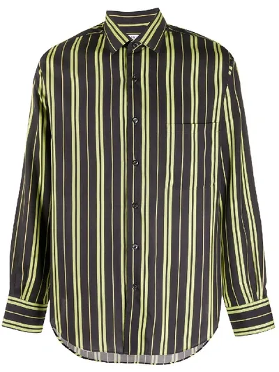 Cobra Sc Silk Striped Shirt In Black