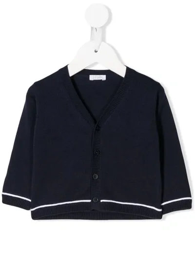 Il Gufo Babies' Line-detailed Cardigan In Blu/bianco