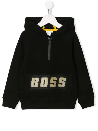 Hugo Boss Kids Graphic Logo Hoodie In Black