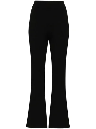 St Agni Enzo Ribbed Knit Flared Trousers In Black