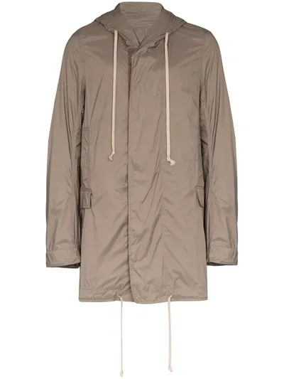 Rick Owens Drkshdw Fishtail Hooded Parka Coat In Grey