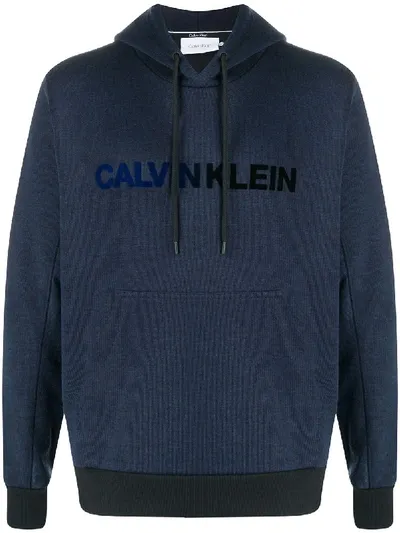 Calvin Klein Blue Cotton Logo Hoodie Sweatshirt