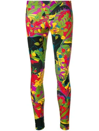 La Doublej Leaf-print Mid-rise Leggings In Black