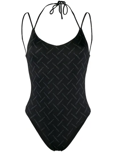 Marcelo Burlon County Of Milan Logo-print Open-back Swimsuit In Black