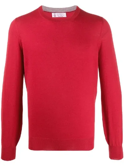 Brunello Cucinelli Regular-fit Crew-neck Pullover In Red