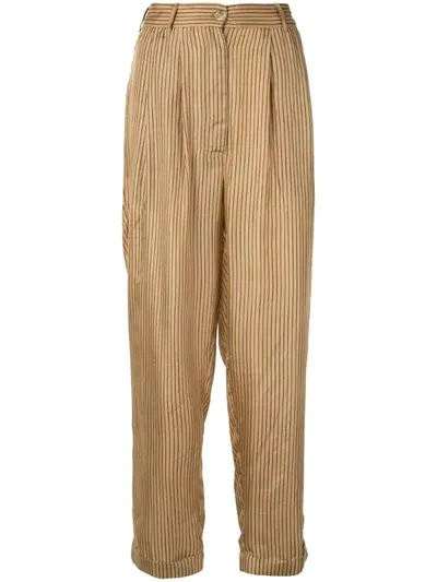 Mes Demoiselles Chandelle Striped Trousers In Brown