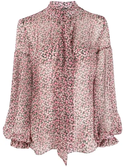 Wandering Floral-print Silk Shirt In Pink