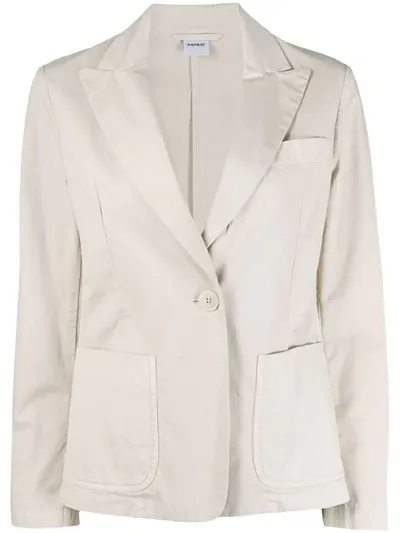 Aspesi Single-breasted Patch Pocket Blazer In Neutrals