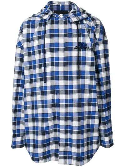 Juunj Checked Hooded Shirt In Blue