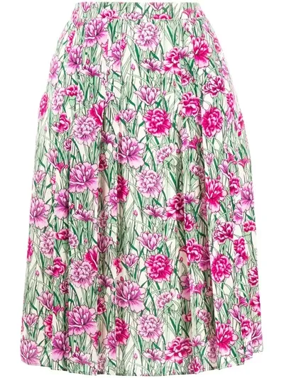 Giambattista Valli Floral Pleated Skirt In Green