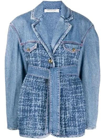 Philosophy Di Lorenzo Serafini Combined Belted Denim Jacket In Blue