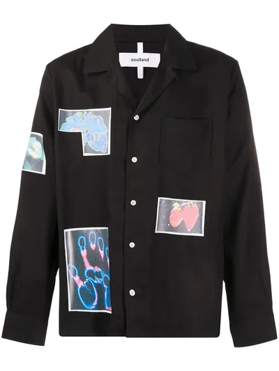 Soulland Tencel Bowling Shirt In Black