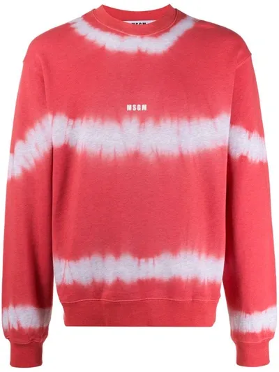 Msgm Sweatshirt With Watercolor Effect In Red And Grey