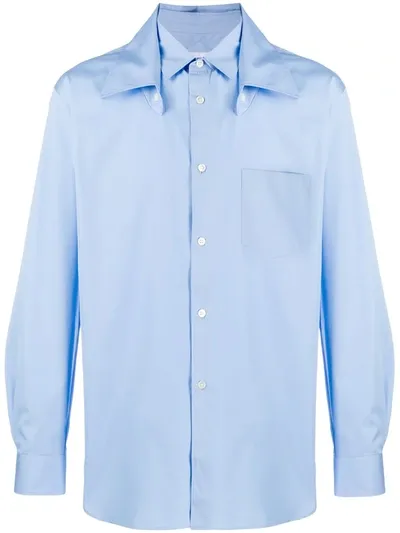 Comme Des Garçons Shirt Double Collar Shirt In Blue