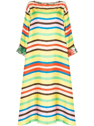 Rianna + Nina Kiara Striped Kaftan Dress In Yellow