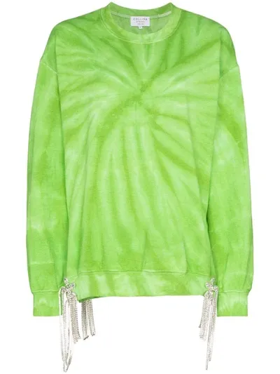 Collina Strada Tie-dye Crystal Accent Sweatshirt In Green